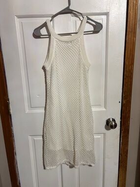 Cream Knit Sleeveless Midi Dress